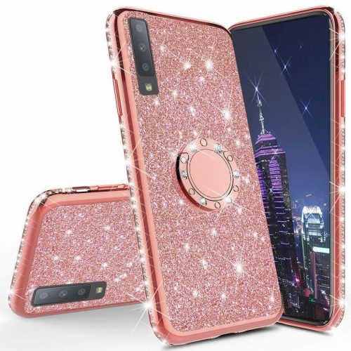 iPhone X Diamond Csillámló Szilikon Tok TPU Gyűrűs Rózsaszín