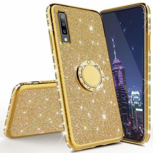 Huawei P40 Lite Diamond Csillámló Szilikon Tok TPU Gyűrűs Arany