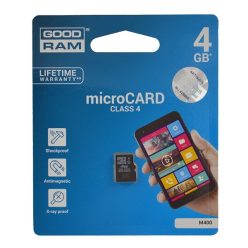   GOODRAM MEMÓRIAKÁRTYA TransFlash 4GB (microSDHC, Class 4) - adapter nélkül