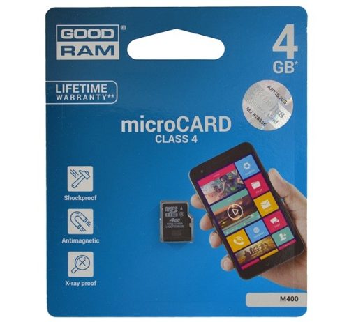 GOODRAM MEMÓRIAKÁRTYA TransFlash 4GB (microSDHC, Class 4) - adapter nélkül
