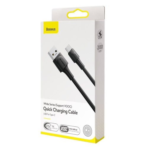 Baseus USB - USB Type C Kábel VOOC Quick Charge 3.0 5 A 2 m Fekete (CATSW-G01)