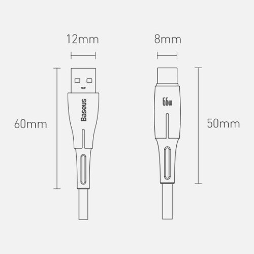 Baseus Water Drop USB - USB Typ C Kábel 66 W (11 V / 6 A) Huawei SuperCharge SCP 1 m Fekete (CATSD-M01)