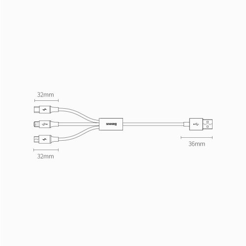 Baseus Superior Kábel USB - Lightning / micro USB / USB Type 3,5 A 1,5m Fehér (CAMLTYS-02)