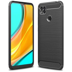   RMPACK Xiaomi Redmi 9C Szilikon Tok Ütésállókivitel Karbon Mintázattal Fekete