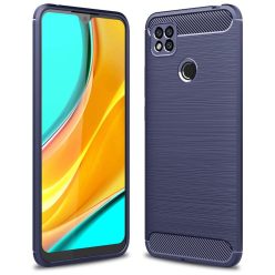   RMPACK Xiaomi Redmi 9C Szilikon Tok Ütésállókivitel Karbon Mintázattal Sötétkék