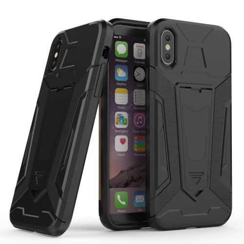 iPhone X Armor Tok Ütésálló Kitámasztható 2in1 Hybrid Fekete