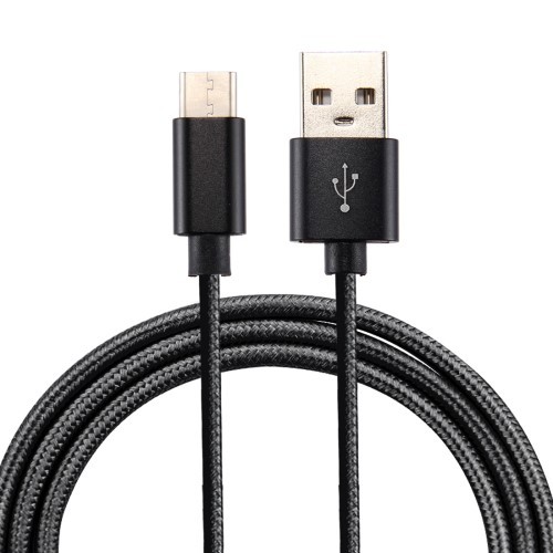 Type-C USB Kábel Woven Series Extra Anyagból ( 0.5 méteres ) Fekete