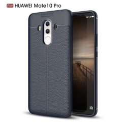   Huawei Mate 10 Pro Tok Szilikon Bőr Mintázattal Sötétkék