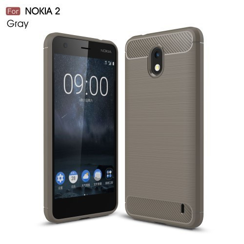 Nokia 2 Szilikon Tok TPU Karbon Szálcsiszolt Mintával Szürke
