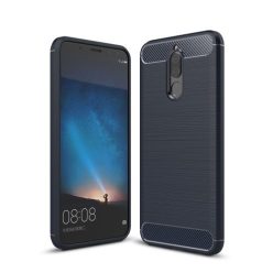   Huawei Mate 10 Lite Szilikon Szálcsiszolt Mintázattal Ütésállókivitel Sötétkék