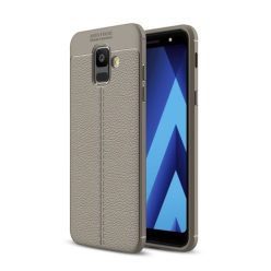   Samsung Galaxy A6 (2018) Szilikon Tok Bőrmintázattal TPU Prémium Szürke