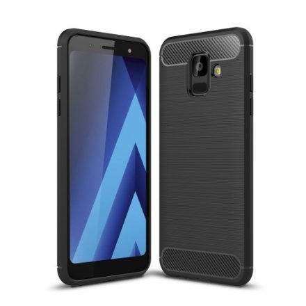 Samsung Galaxy A6 (2018) Szilikon Tok Ütésállókivitel Karbon Mintázattal Fekete