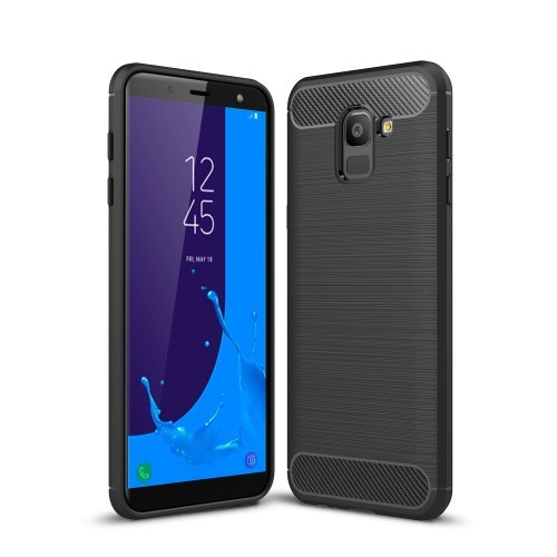 Samsung Galaxy J6 (2018) Szilikon Tok Ütésállókivitel Karbon Mintázattal Fekete