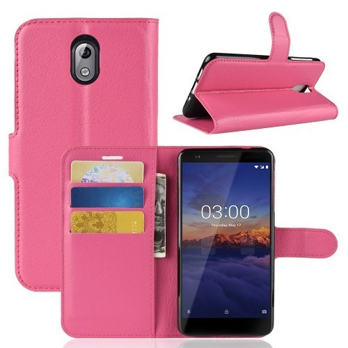 Nokia 3.1 Notesz Tok Business Series Kitámasztható - Bankkártyatartóval Pink