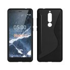 Nokia 5.1 Szilikon Tok S-Line Style Karbon Mintázattal Fekete