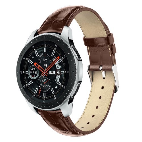 Samsung Galaxy Watch 46mm Pótszíj - Óraszíj Krokodil Bőrmintás Barna