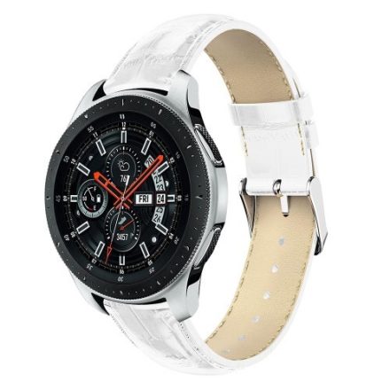 Samsung Galaxy Watch 46mm Pótszíj - Óraszíj Krokodil Bőrmintás Fehér