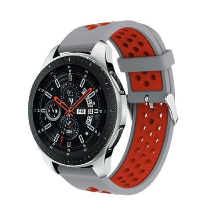 Pótszíj - Szilikon Óraszíj Samsung Galaxy Watch 46mm TwoTone Series Szürke/Piros