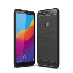   Huawei Y7 Prime (2018) / Honor 7C Szilikon Tok Ütésállókivitel Karbon Mintázattal Fekete