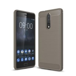   Nokia 8 Szilikon Tok Ütésállókivitel Karbon Mintázattal Szürke