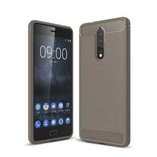 Nokia 8 Szilikon Tok Ütésállókivitel Karbon Mintázattal Szürke