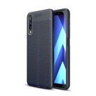 Samsung Galaxy A7 (2018) Szilikon Tok Bőrmintázattal TPU Prémium Sötétkék