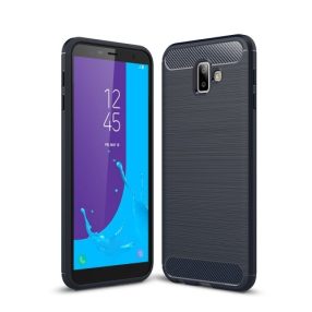   Samsung Galaxy J6+ / J6 Plus Szilikon Tok Ütésállókivitel Karbon Mintázattal Sötétkék