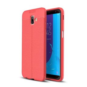   Samsung Galaxy J6+ / J6 Plus Szilikon Tok Bőrmintázattal TPU Prémium Piros