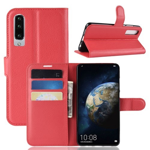 Huawei P30 Notesz Tok Business Series Kitámasztható Bankkártyatartóval Piros