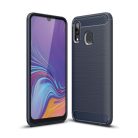 Samsung Galaxy A40 Szilikon Tok Ütésállókivitel Karbon Mintázattal Sötétkék