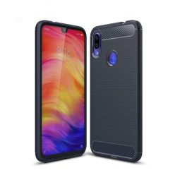   Xiaomi Redmi Note 7 Szilikon Tok Ütésállókivitel Karbon Mintázattal Sötétkék