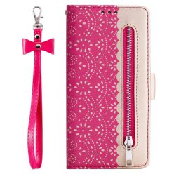   RMPACK Xiaomi Redmi Note 8 Bankkártyatartóval Notesz Csipke - Lace Flower Minta Pink