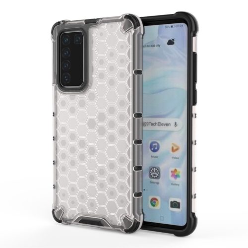 RMPACK Huawei P40 Shock-Proof Szilikon Tok Ütésálló Kivitel Honeycomb Style Áttetsző