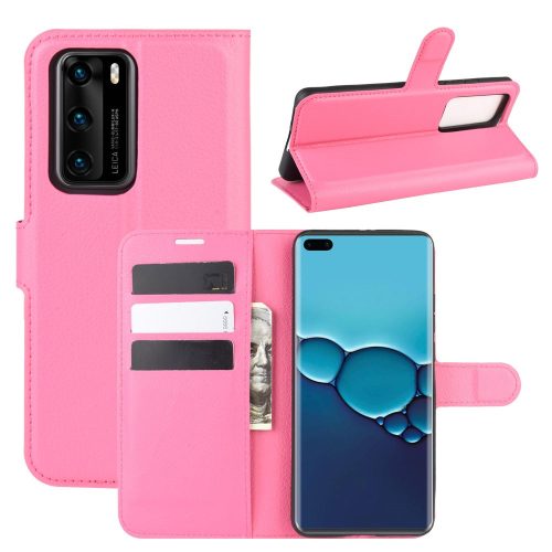 RMPACK Huawei P40 Notesz Tok Business Series Kitámasztható Bankkártyatartóval Pink