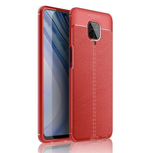 RMPACK Xiaomi Redmi Note 9S / Note 9 Pro Szilikon Tok Bőrmintázattal TPU Prémium Piros