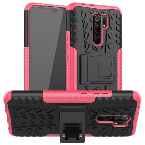 RMPACK Xiaomi Redmi 9 Ütésálló Tok Kitámasztható 2in1 Hybrid Pink