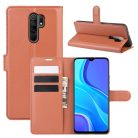 RMPACK Xiaomi Redmi 9 Notesz Tok Business Series Kitámasztható Bankkártyatartóval Barna