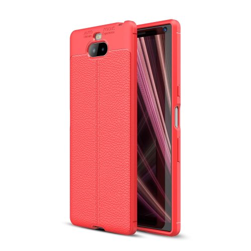 RMPACK Sony Xperia 10 Szilikon Tok Bőrmintázattal TPU Prémium Piros