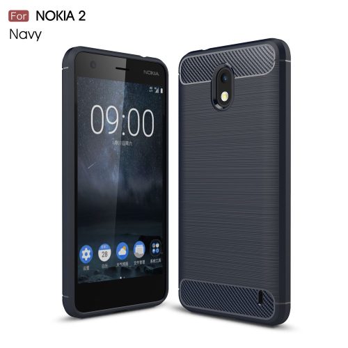RMPACK Nokia 2 Szilikon Tok Ütésállókivitel Karbon Mintázattal Sötétkék