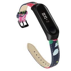   RMPACK Xiaomi Mi Band 5 Pótszíj Bőrszíj - Óraszíj Mintás Flowers A01