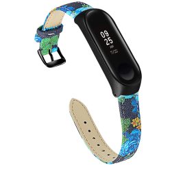   RMPACK Xiaomi Mi Band 5 Pótszíj Bőrszíj - Óraszíj Mintás Flowers A05