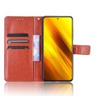 RMPACK Xiaomi Poco X3 Tok Fényes Notesz Tok Kártyatartóval Barna