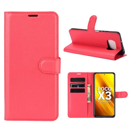 RMPACK Xiaomi Poco X3 Notesz Tok Business Series Kitámasztható Bankkártyatartóval Piros