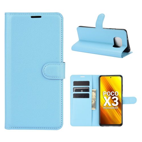 RMPACK Xiaomi Poco X3 Notesz Tok Business Series Kitámasztható Bankkártyatartóval Világoskék