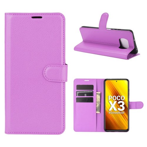 RMPACK Xiaomi Poco X3 Notesz Tok Business Series Kitámasztható Bankkártyatartóval Lila