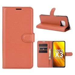   RMPACK Xiaomi Poco X3 Notesz Tok Business Series Kitámasztható Bankkártyatartóval Barna