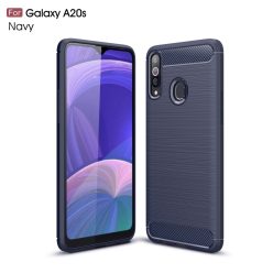   RMPACK Samsung Galaxy A20S Szilikon Tok Ütésállókivitel Karbon Mintázattal Sötétkék