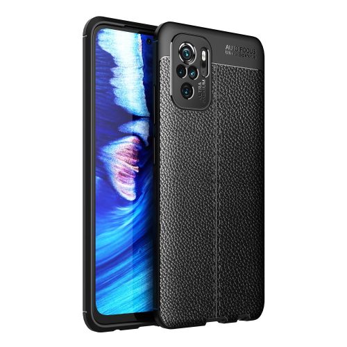 RMPACK Xiaomi Redmi Note 10 Szilikon Tok Bőrmintázattal TPU Prémium Fekete