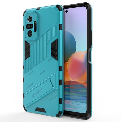 RMPACK Xiaomi Redmi Note 10 Pro Tok Ütésállókivitel Kitámasztható PC + TPU 2in1 Anti-Drop Series Kameralencse védelemmel Kék