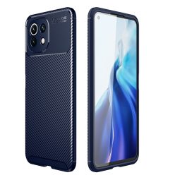   RMPACK Xiaomi Mi 11 Lite 4G/5G Szilikon TPU NEW Carbon Fiber - Karbon Minta Sötétkék